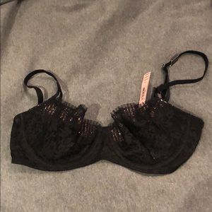 Lace cup black bra with gold detailing